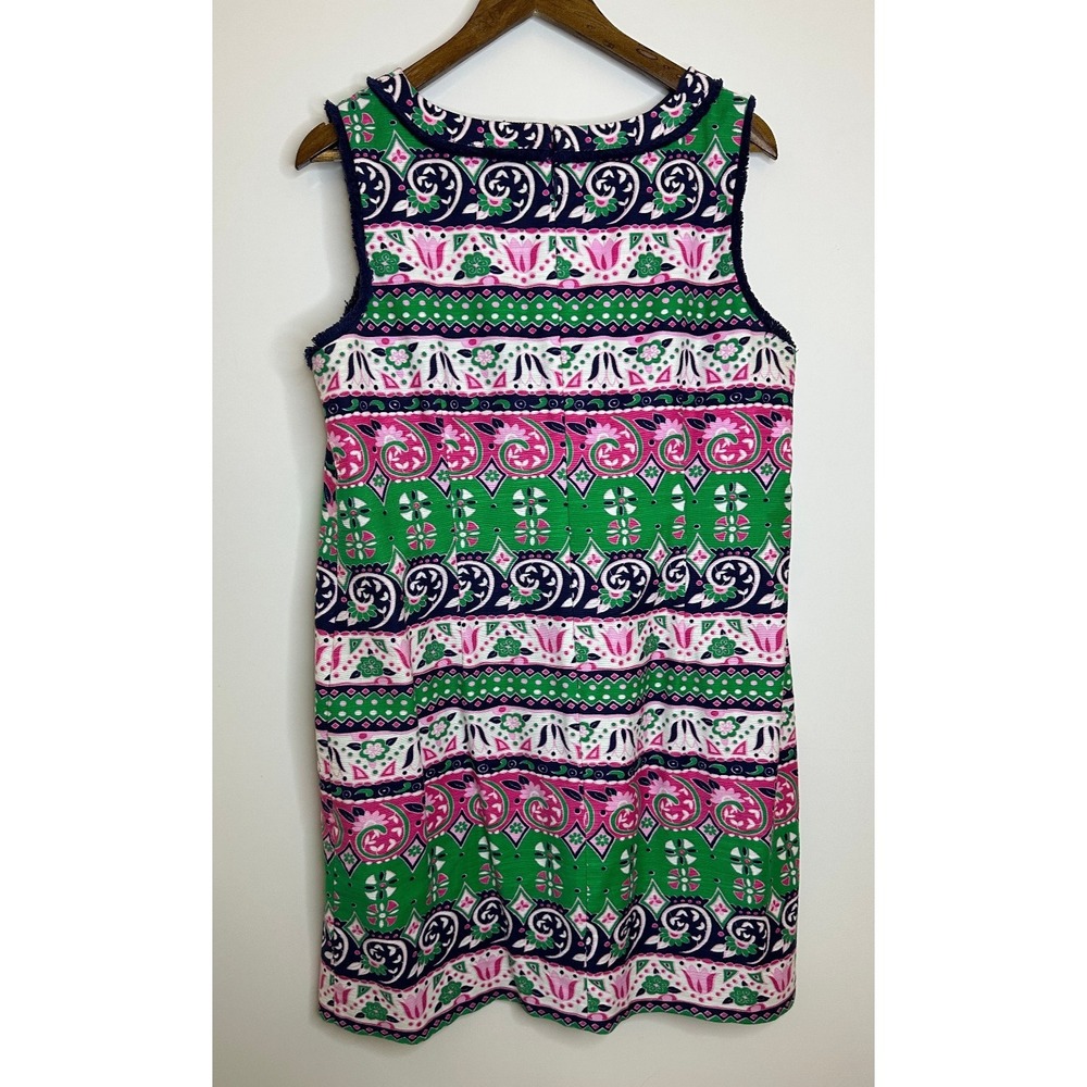 Talbots Fringed Sheath Dress Sleeveless Colorful Printed Plus Size 16P 16 Petite - Picture 10 of 16